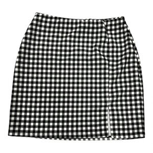 Saints 21 Black Houndstooth Front Slit Bandage Mini Skirt M